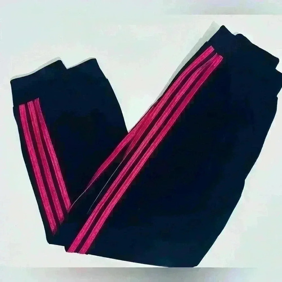 Adidas Youth Tall Size Large/14, Classic Tricot Jogger, Black with Pink Stripes - Picture 10 of 14